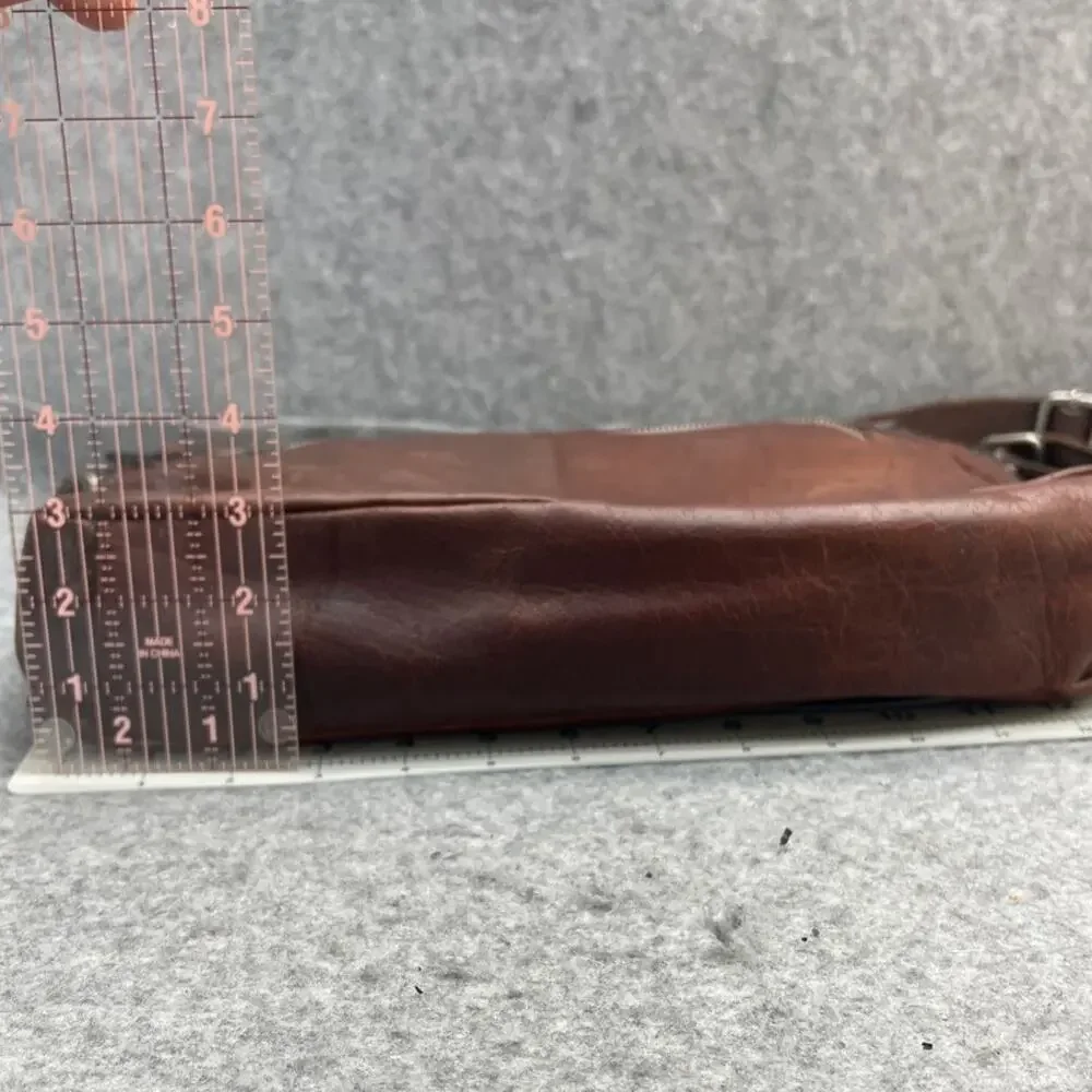 Vintage Dark Brown Patina Leather Front Flap Laptop Messenger Bag
